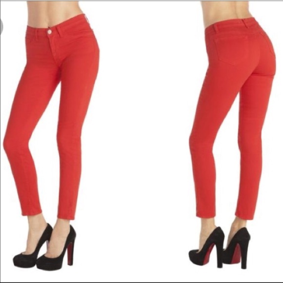 j brand red jeans